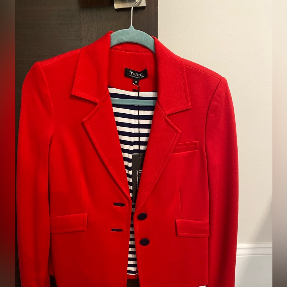 Francis Christian Roth Red Blazer Size 4 New With Tags Never Worn